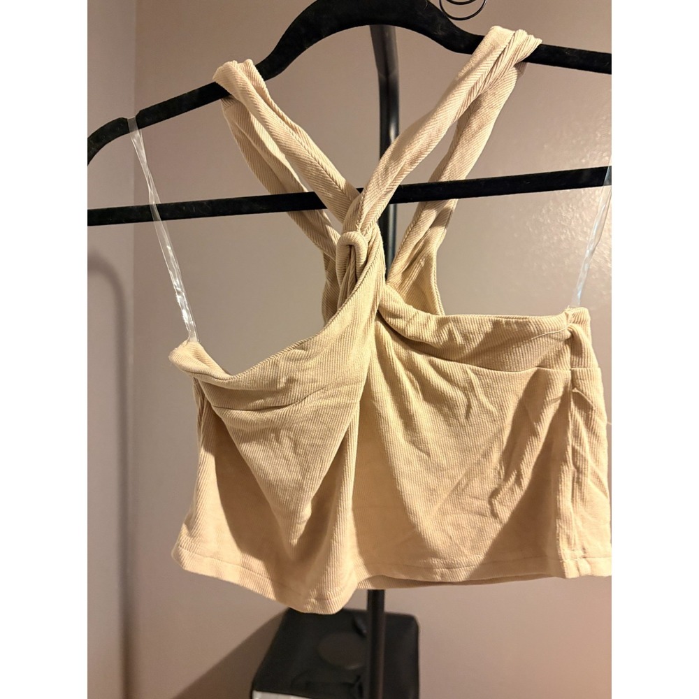 POL Ribbed Bralette, Sandlewood Beige, Sz L - Picture 2 of 3